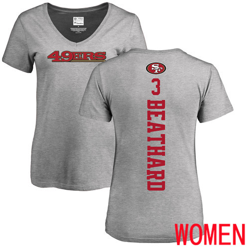 San Francisco 49ers Ash Women C. J. Beathard Backer #3 NFL T Shirt->women nfl jersey->Women Jersey
